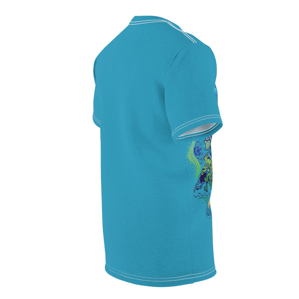 T shirt - Turquoise " Cthulhu" GolfDisco Original disc stamp design - Unisex style shirt  Unisex T shirt " Viva la fiesta" (Choose: white or black stitching) Light Fabric/100% Polyester (4oz or 6 oz)