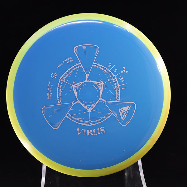 Axiom - Virus - Neutron - Distance Driver 165-169 24 BLUE YELLOW 166 AXIOM Disc Golf disc golf discs disc golf discs for sale discs distance Distance Driver MVP NEUTRON understable VIRUS