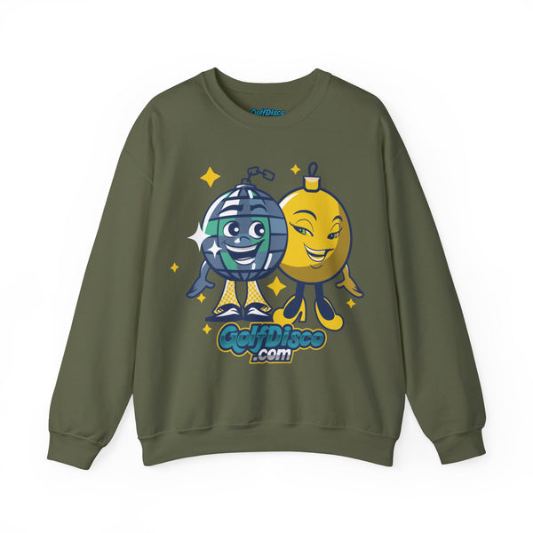 Sweatshirt Crewneck Heavy Blend "GolDisco mascot and ornament found Love"- Unisex - disc golf sweatshirt Military Green christmas disc golf Crew neck disc golf disc golf sweatshirt DTG golfdisco golfdisco ball love golfdisco christmas love golfdisco winter Men's Clothing Regular fit Sweatshirts Unisex Valentine's Day Picks Women's Clothing