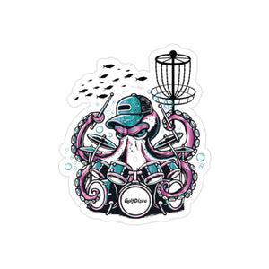 Transparent Die-Cut water resistant Sticker ( "OTTO" basket + fish ) outdoor-indoor sticker (5 sizes) 2" × 2" Die-Cut Transparent Assembled in the USA Assembled in USA discgolf drummer drums golfdisco originals Home & Living Made in the USA Made in USA Magnets & Stickers music ocean life octopus otto Outdoor Paper Stickers TikTok