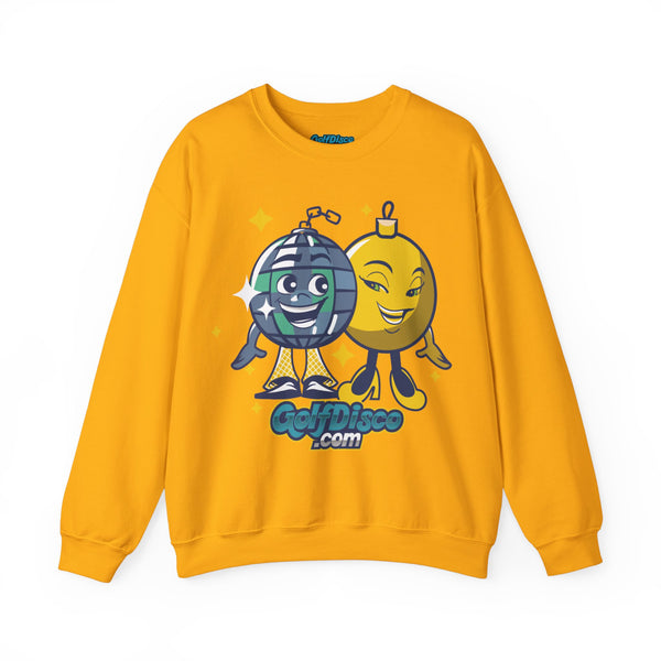 Sweatshirt Crewneck Heavy Blend "GolDisco mascot and ornament found Love"- Unisex - disc golf sweatshirt Gold christmas disc golf Crew neck disc golf disc golf sweatshirt DTG golfdisco golfdisco ball love golfdisco christmas love golfdisco winter Men's Clothing Regular fit Sweatshirts Unisex Valentine's Day Picks Women's Clothing