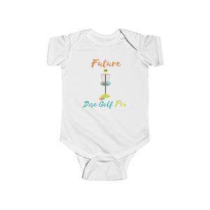 " Future Disc Golf Pro" NB- 24 M Infant / baby Onesie, Bodysuit White Baby Bodysuit Baby Onesie Baby Shower Gift Cotton Material disc golf baby disc golf child disc golf onesie Durable Baby Outfit Easy Changing Access future disc golf pro baby Gender Neutral Heather Colors Infant Clothing Newborn Essentials Ribbed Knitting Soft Fabric Toddler Apparel