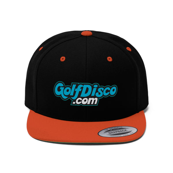 Hat "GolfDisco.com" Logo  - Sportek  Unisex Flat Bill Hat (snapback, green underbill)