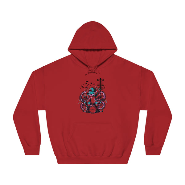 Hooded DryBlend® Sweatshirt - "Otto" A GolfDisco custom stamp design, disc golf hoodie Red discgolf sweatshirt DTG fidc golf sweatshirt golfdisco golfdisco originals stamp design hooded disc golf sweatshirt Hoodies Men's Clothing ocean life octopus otto Regular fit sea creature Unisex Women's Clothing