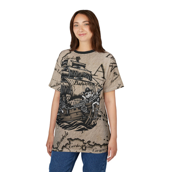 A T shirt "DISCS AHOY" A GolfDisco Originals, our custom art design disc stamp on a shirt - Light Fabric Casual Graphic Tee Country Life Tee Cute Animal Tee Eco Friendly Shirt Farmhouse Decor Tee Funny Animal Shirt Funny Gift Ideas Gift for Farmers golfdisco dude ocean pirate ship Playful Nature Shirt Rooster Graphic Tee sea life Summer Casual Wear Unique Animal Shirt Unisex Tee Shirt