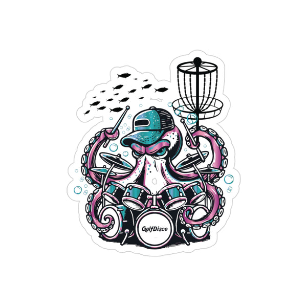 Transparent Die-Cut water resistant Sticker ( "OTTO" basket + fish ) outdoor-indoor sticker (5 sizes) 3" × 3" Die-Cut Transparent Assembled in the USA Assembled in USA discgolf drummer drums golfdisco originals Home & Living Made in the USA Made in USA Magnets & Stickers music ocean life octopus otto Outdoor Paper Stickers TikTok