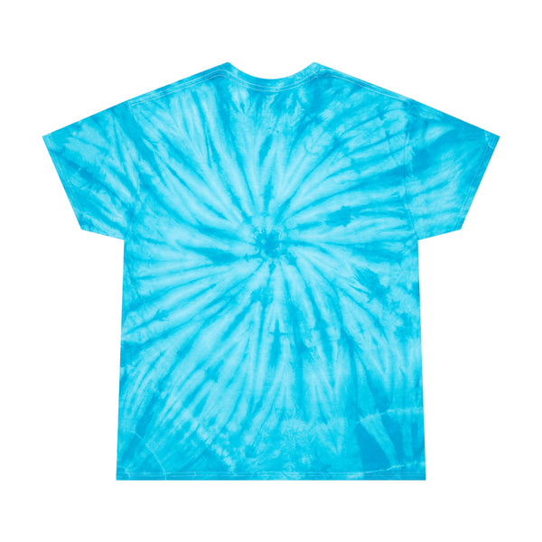 Tie-Dye Tee,  "Til Death" A GolfDisco original stamp art design - Cyclone dye style (Coral, Turquoise, Mint, Pale Yellow)