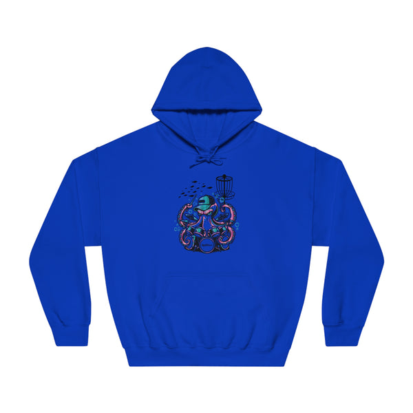 Hooded DryBlend® Sweatshirt - "Otto" A GolfDisco custom stamp design, disc golf hoodie Royal discgolf sweatshirt DTG fidc golf sweatshirt golfdisco golfdisco originals stamp design hooded disc golf sweatshirt Hoodies Men's Clothing ocean life octopus otto Regular fit sea creature Unisex Women's Clothing