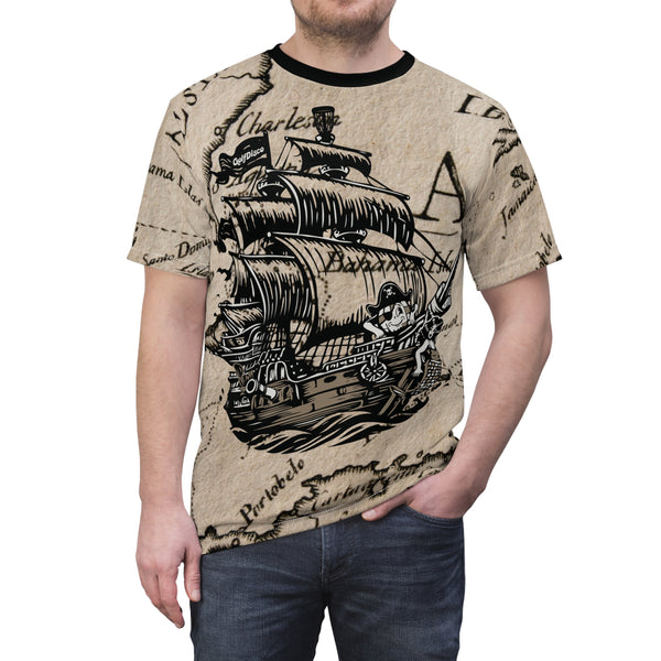 A T shirt "DISCS AHOY" A GolfDisco Originals, our custom art design disc stamp on a shirt - Light Fabric Casual Graphic Tee Country Life Tee Cute Animal Tee Eco Friendly Shirt Farmhouse Decor Tee Funny Animal Shirt Funny Gift Ideas Gift for Farmers golfdisco dude ocean pirate ship Playful Nature Shirt Rooster Graphic Tee sea life Summer Casual Wear Unique Animal Shirt Unisex Tee Shirt