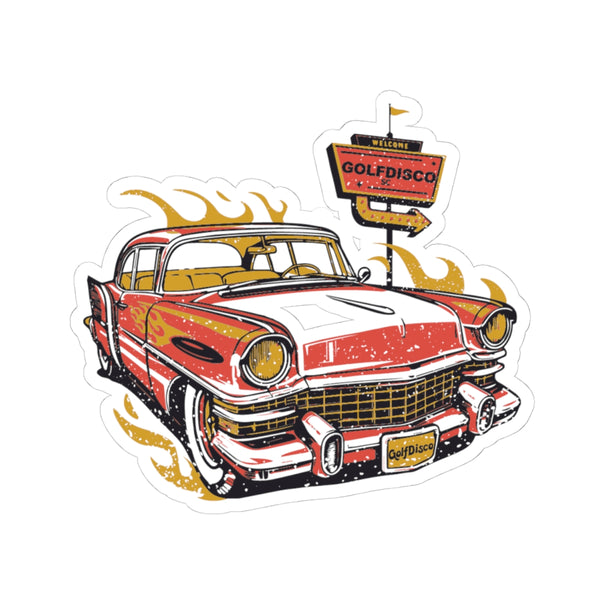 Stickers - Hot Rod Driver - custom art 4" × 4" White car enthusiast gifts car lovers stickers car show decorations classic car decor cool car decals custom disc golf art design funny car stickers gift for him golfdisco originals golfdisco originlas laptop stickers retro car art road trip essentials trendy sticker pack vintage aesthetic vintage car stickers