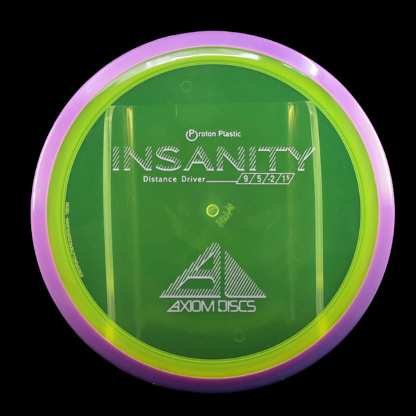 Axiom - Insanity - Proton - Distance Driver 165-169 1 GREEN PURPLE 167 Axiom Axiom discs Disc Golf disc golf discs disc golf discs for sale discs Driver insanity MVP MVP Disc Sports neutron PROTON Stable Understable