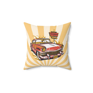 Decorative Pillow - Hot Rod Driver" (Golfdisco's disc custom art) throw Pillow, vintage car 14" × 14" Car Decor Pillow Car Enthusiast Gift Car Themed Cushion Classic Car Decor Custom Car Pillow custom disc golf art disc golf disc Gift for Car Lovers golf disc golf golfdisco originals hot rod driver Living Room Accent Man Cave Decor Pillow for Dad Retro Home Decor Throw Pillow Design Unique Home Gift Vintage Auto Pillow vintage car
