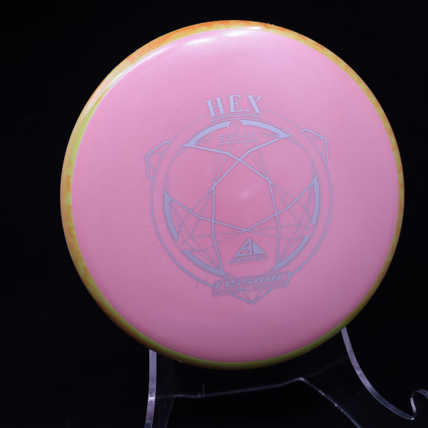 Axiom - Hex - Fission - Midrange 165-169 21 PINK ORANGE 166 axiom Disc Golf disc golf discs disc golf discs for sale discs hex march newsletter mid Mid-Range midrange midrange driver mvp Neutron stable straigh swirly understablem