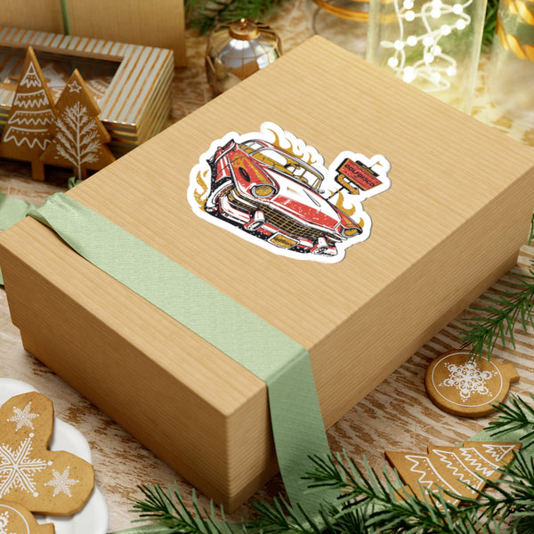 Stickers - Hot Rod Driver - custom art car enthusiast gifts car lovers stickers car show decorations classic car decor cool car decals custom disc golf art design funny car stickers gift for him golfdisco originals golfdisco originlas laptop stickers retro car art road trip essentials trendy sticker pack vintage aesthetic vintage car stickers