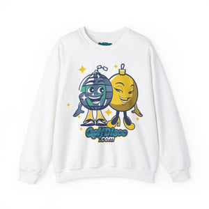 Sweatshirt Crewneck Heavy Blend "GolDisco mascot and ornament found Love"- Unisex - disc golf sweatshirt White christmas disc golf Crew neck disc golf disc golf sweatshirt DTG golfdisco golfdisco ball love golfdisco christmas love golfdisco winter Men's Clothing Regular fit Sweatshirts Unisex Valentine's Day Picks Women's Clothing