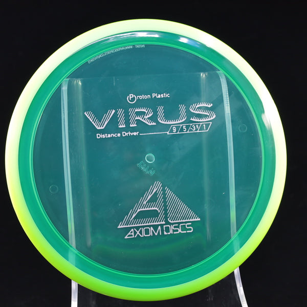 Axiom - Virus - Proton - Distance Driver 155-159 25 GREEN YELLOW GREEN 157 AXIOM Disc Golf disc golf discs disc golf discs for sale discs distance Distance Driver MVP proton understable VIRUS