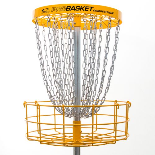 Latitude 64 ProBasket Competition Basket Permanent Yellow -  includes ground sleeve, locking collar, padlock, and permanent pole
