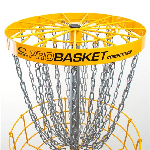 Latitude 64 ProBasket Competition Basket Permanent Yellow -  includes ground sleeve, locking collar, padlock, and permanent pole