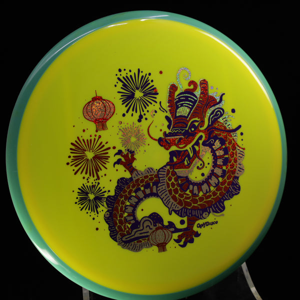 Axiom - Hex - Neutron - "CHUXI" A GolfDisco Original 9 YELLOW MINT 176 axiom chinese dragon Disc Golf disc golf discs disc golf discs for sale discs fireqorks GOLFDISCO ORIGINALS hex lanters mid Mid-Range midragne midrange midrange driver mvp Neutron new year stamp stable swirly understablem