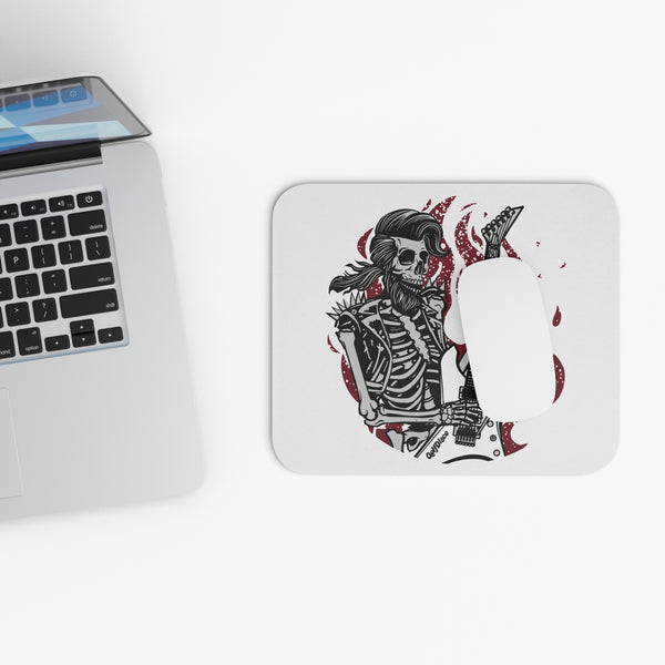 Mouse Pad (Rectangle 9x8) "ROCK N' ROLLER"- A golfDisco ORIGINALS custom stamp design - themed mouse pad Accessories Desk disc golf mouse pad golf disco mouse pad golfdisco originals Home & Living Mouse pad Mouse Pads Mousepad muisc music music band rock n roll skeleton skull