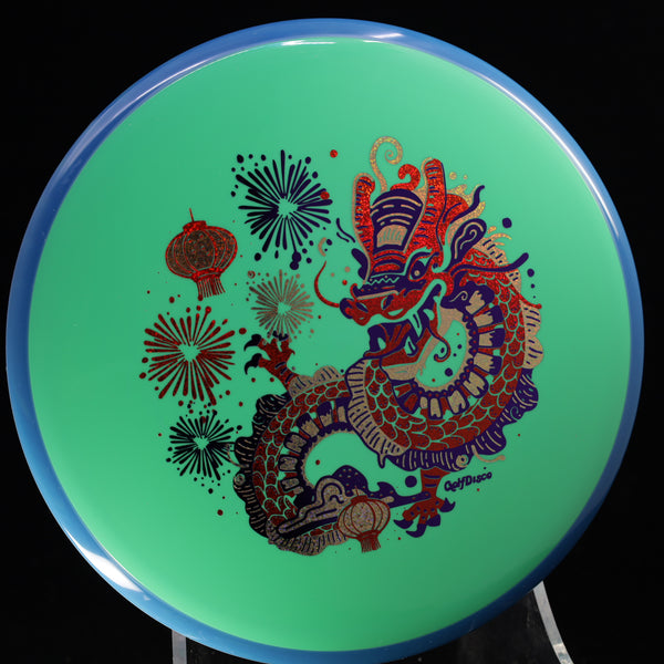 Axiom - Hex - Neutron - "CHUXI" A GolfDisco Original 4 AQUA GREEN BLUE 176 axiom chinese dragon Disc Golf disc golf discs disc golf discs for sale discs fireqorks GOLFDISCO ORIGINALS hex lanters mid Mid-Range midragne midrange midrange driver mvp Neutron new year stamp stable swirly understablem