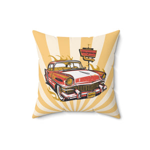 Decorative Pillow - Hot Rod Driver" (Golfdisco's disc custom art) throw Pillow, vintage car 16" × 16" Car Decor Pillow Car Enthusiast Gift Car Themed Cushion Classic Car Decor Custom Car Pillow custom disc golf art disc golf disc Gift for Car Lovers golf disc golf golfdisco originals hot rod driver Living Room Accent Man Cave Decor Pillow for Dad Retro Home Decor Throw Pillow Design Unique Home Gift Vintage Auto Pillow vintage car