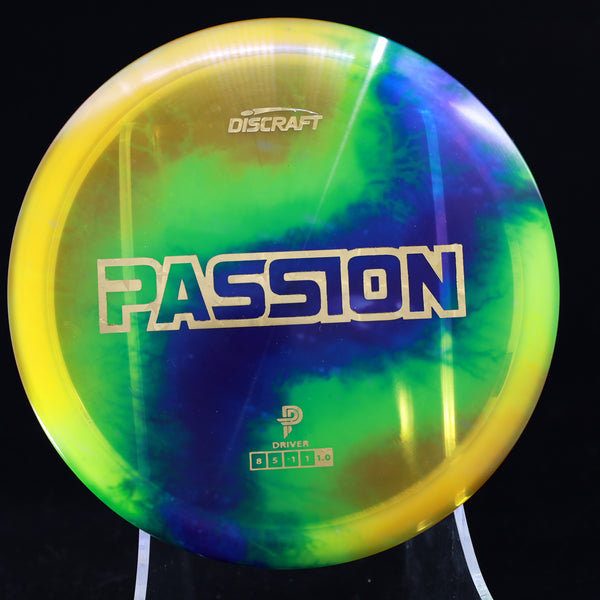 Discraft - Passion - Fly Dye- Paige Pierce Driver 4 YELLOW BLUE 176 discraft passion discraft passion flight numbers dye DYED fly dye paige pierce passion passion disc passion disc golf passion discraft Tie-dye