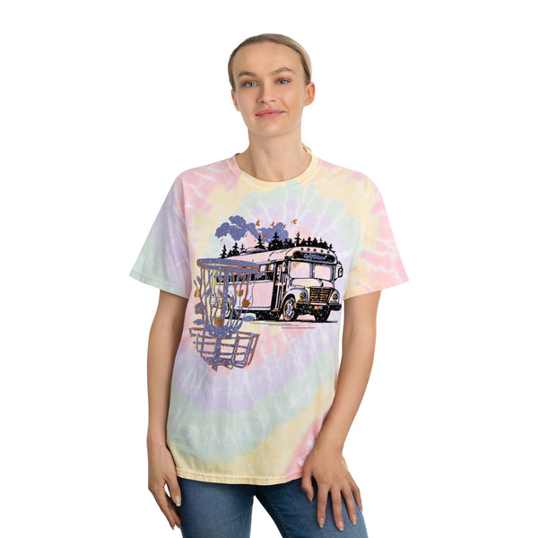 Spiral Tie-Dye T-shirt "Tour Dreams" A GolfDisco Original stamp design on a shirt