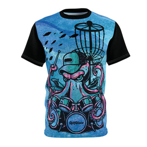 A- T shirt - " Otto" GolfDisco Originals custom disc stamp design - Unisex style shirt (white or black stitching) Light Fabric/100% Polyester (4oz or 6 oz) Octopus - Disc golf shirt - golfdisco White stitching All Over Print AOP Clothing Assembled in the USA Assembled in USA Crew neck disc golf disc golf shirt golfdisco original golfdiscooriginals Made in the USA Made in USA Men's Clothing octopus Sublimation T-shirts Unisex Women's Clothing