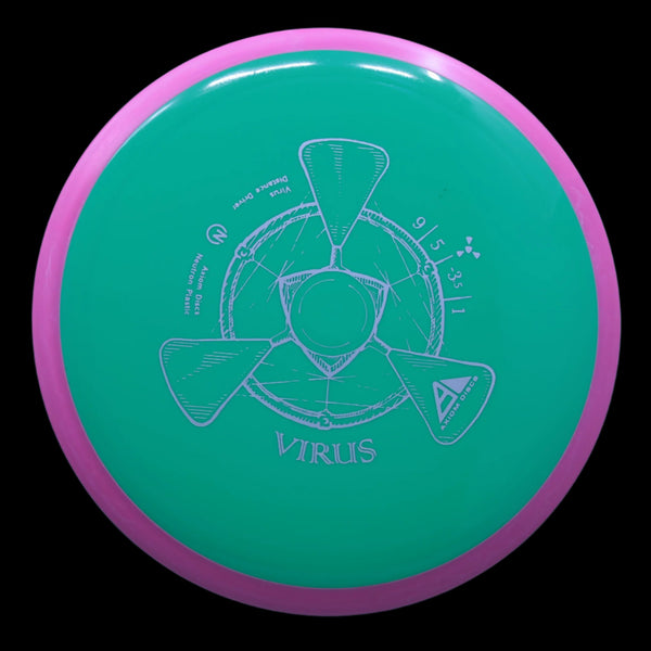 Axiom - Virus - Neutron - Distance Driver 165-169 8 GREEN PINK 166 AXIOM Disc Golf disc golf discs disc golf discs for sale discs distance Distance Driver MVP NEUTRON understable VIRUS