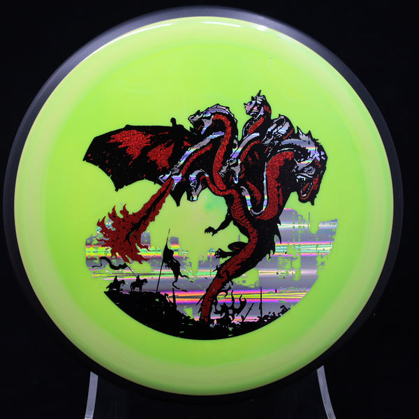 MVP - Detour - Neutron - GolfDisco Original "THE DRAGON" 25 LIME GREEN 166 7 headed dragon custom stamp detour dragon evil dragon GOLFDISCO ORIGINALS James Conrad special edition the dragon triple foil