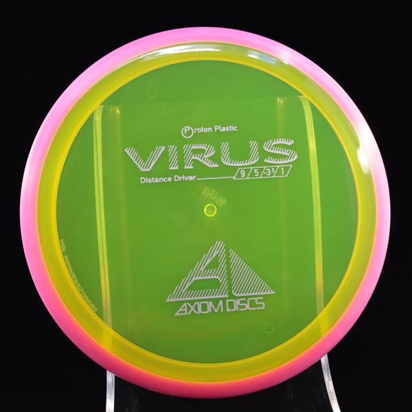 Axiom - Virus - Proton - Distance Driver 160-164 17 YELLOW PINK 160 AXIOM Disc Golf disc golf discs disc golf discs for sale discs distance Distance Driver MVP proton understable VIRUS