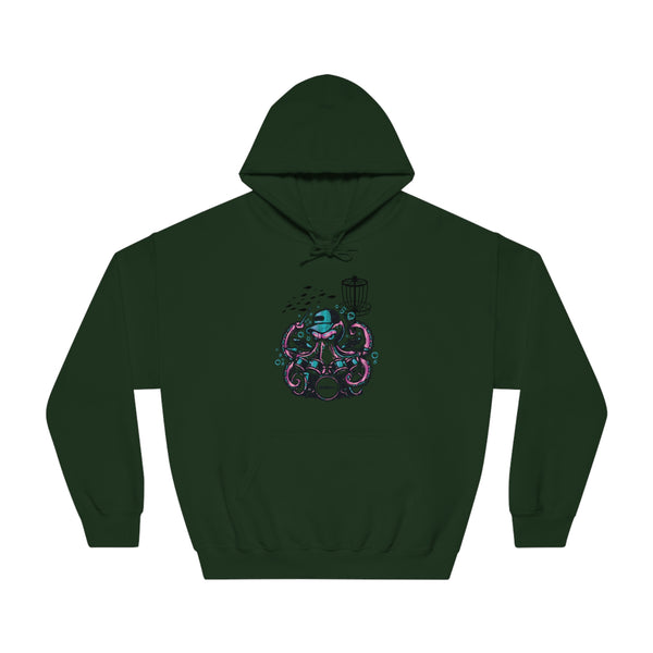 Hooded DryBlend® Sweatshirt - "Otto" A GolfDisco custom stamp design, disc golf hoodie Forest Green discgolf sweatshirt DTG fidc golf sweatshirt golfdisco golfdisco originals stamp design hooded disc golf sweatshirt Hoodies Men's Clothing ocean life octopus otto Regular fit sea creature Unisex Women's Clothing