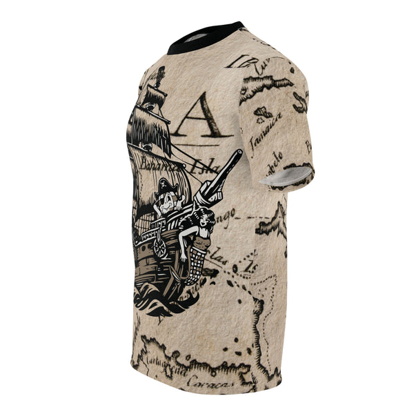 A T shirt "DISCS AHOY" A GolfDisco Originals, our custom art design disc stamp on a shirt - Light Fabric Casual Graphic Tee Country Life Tee Cute Animal Tee Eco Friendly Shirt Farmhouse Decor Tee Funny Animal Shirt Funny Gift Ideas Gift for Farmers golfdisco dude ocean pirate ship Playful Nature Shirt Rooster Graphic Tee sea life Summer Casual Wear Unique Animal Shirt Unisex Tee Shirt