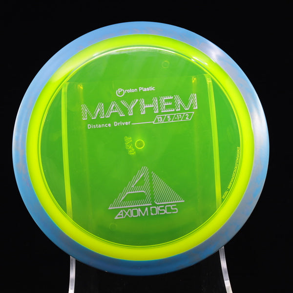 Axiom - Mayhem - Proton - Distance Driver 170-175 2 YELLOW BLUE 172 Axiom Axiom discs Disc Golf disc golf discs disc golf discs for sale discs distance Distance Driver Driver mayhem MVP MVP Disc Sports proton