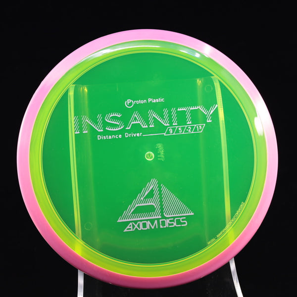 Axiom - Insanity - Proton - Distance Driver 170-175 9 GREEN PINK 175 Axiom Axiom discs Disc Golf disc golf discs disc golf discs for sale discs Driver insanity MVP MVP Disc Sports neutron PROTON Stable Understable