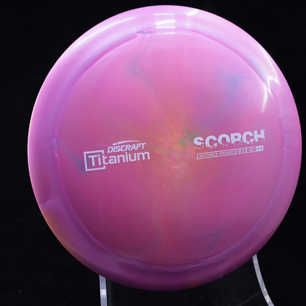 Discraft - Scorch - Titanium - Distance Driver PURPLE-PINK WHITE 173-174 Disc Golf disc golf discs disc golf discs for sale discraft discs distance driver esp restock SCORCH swirly titanium understable