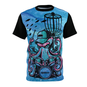 A- T shirt - " Otto" GolfDisco Originals custom disc stamp design - Unisex style shirt (white or black stitching) Light Fabric/100% Polyester (4oz or 6 oz) Octopus - Disc golf shirt - golfdisco Black stitching All Over Print AOP Clothing Assembled in the USA Assembled in USA Crew neck disc golf disc golf shirt golfdisco original golfdiscooriginals Made in the USA Made in USA Men's Clothing octopus Sublimation T-shirts Unisex Women's Clothing