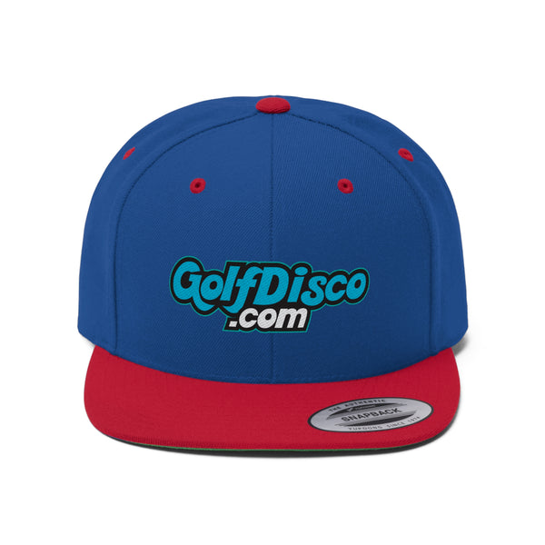 Hat "GolfDisco.com" Logo  - Sportek  Unisex Flat Bill Hat (snapback, green underbill)