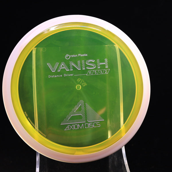 Axiom - Vanish - Proton - Distance Driver 155-159 28 YELLOW WHITE 157 axiom Disc Golf disc golf discs disc golf discs for sale discs Distance Driver Driver high speed driver mvp mvp disc sports proton vanish