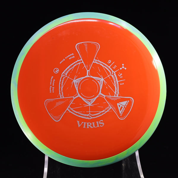 Axiom - Virus - Neutron - Distance Driver 170-175 18 ORANGE GREEN 172 AXIOM Disc Golf disc golf discs disc golf discs for sale discs distance Distance Driver MVP NEUTRON understable VIRUS