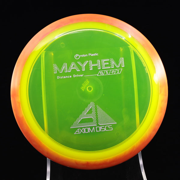 Axiom - Mayhem - Proton - Distance Driver 170-175 7 GREEN ORANGE 166 Axiom Axiom discs Disc Golf disc golf discs disc golf discs for sale discs distance Distance Driver Driver mayhem MVP MVP Disc Sports proton