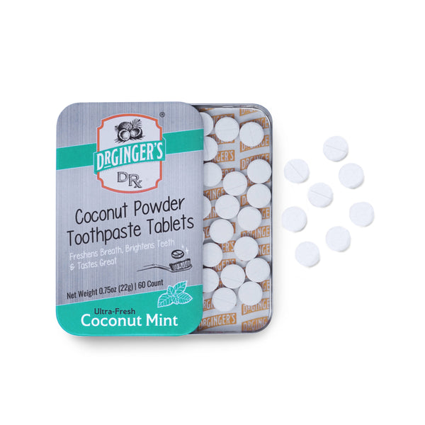 Coconut powder Mint Flavored Toothpaste chewable Tablets with white charcoal - 0.75 oz  - 60 tablets