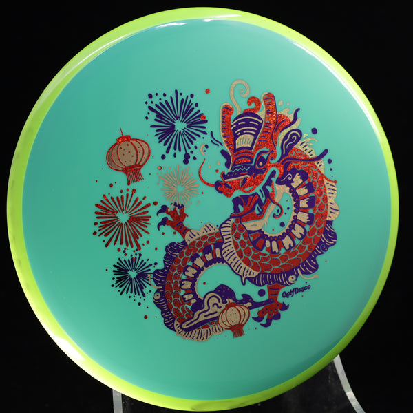 Axiom - Hex - Neutron - "CHUXI" A GolfDisco Original 10 MINT YELLOW 176 axiom chinese dragon Disc Golf disc golf discs disc golf discs for sale discs fireqorks GOLFDISCO ORIGINALS hex lanters mid Mid-Range midragne midrange midrange driver mvp Neutron new year stamp stable swirly understablem