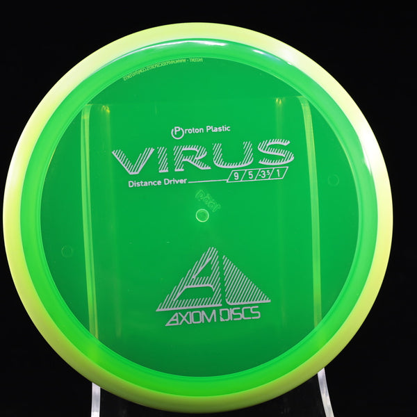 Axiom - Virus - Proton - Distance Driver 165-169 13 GREEN YELLOW 166 AXIOM Disc Golf disc golf discs disc golf discs for sale discs distance Distance Driver MVP proton understable VIRUS