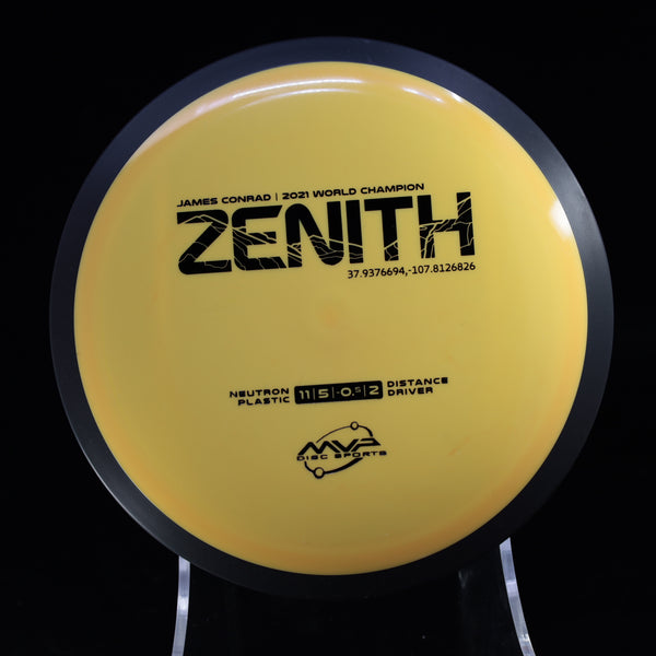 MVP - Zenith - Neutron - James Conrad Signature Distance Driver 165-169 2 YELLOW 169 Gyro gyronauts James Conrad MVP Disc Sports zenith