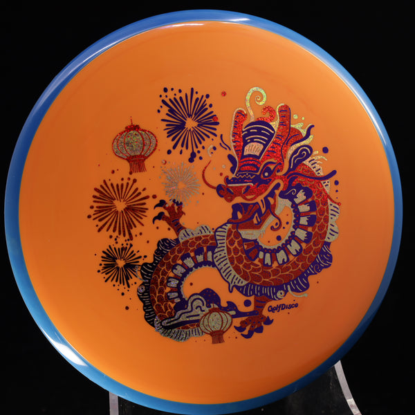 Axiom - Hex - Neutron - "CHUXI" A GolfDisco Original 6 ORANGE BLUE 176 axiom chinese dragon Disc Golf disc golf discs disc golf discs for sale discs fireqorks GOLFDISCO ORIGINALS hex lanters mid Mid-Range midragne midrange midrange driver mvp Neutron new year stamp stable swirly understablem