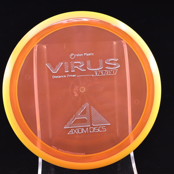 Axiom - Virus - Proton - Distance Driver 155-159 26 ORANGE YELLOW 155 AXIOM Disc Golf disc golf discs disc golf discs for sale discs distance Distance Driver MVP proton understable VIRUS