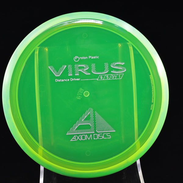 Axiom - Virus - Proton - Distance Driver 155-159 27 GREEN GREEN YELLOW 157 AXIOM Disc Golf disc golf discs disc golf discs for sale discs distance Distance Driver MVP proton understable VIRUS