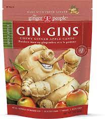 GIN GINS® SPICY APPLE GINGER CHEWS - candy -3oz bag -